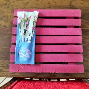 Wooden Place Mats With Lotus Flower - Image 3