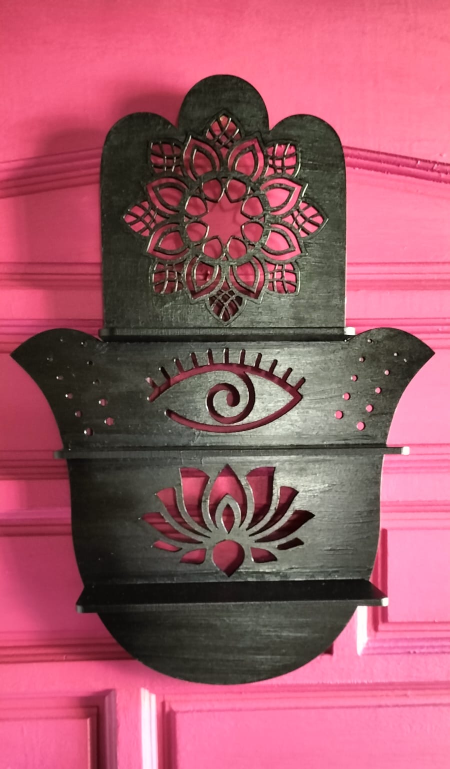 Wooden Hamsa Hand Shelf Large Size: 53 X 38cm